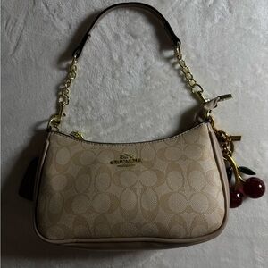 Coach Beige and Gold Shoulder Bag